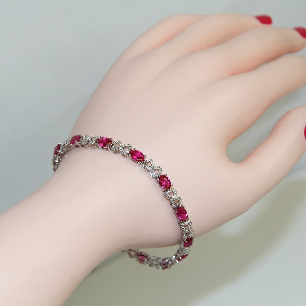 Sterling Silver Infinity Heart Tennis Bracelet